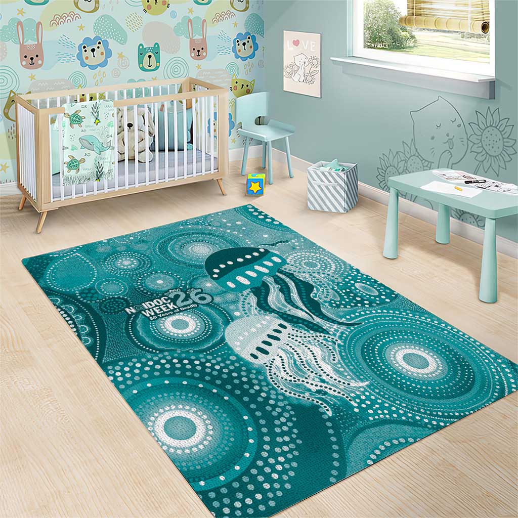 NAIDOC Deadly 50 Years Area Rug Jellyfish Aboriginal Culture Inspired Turquoise