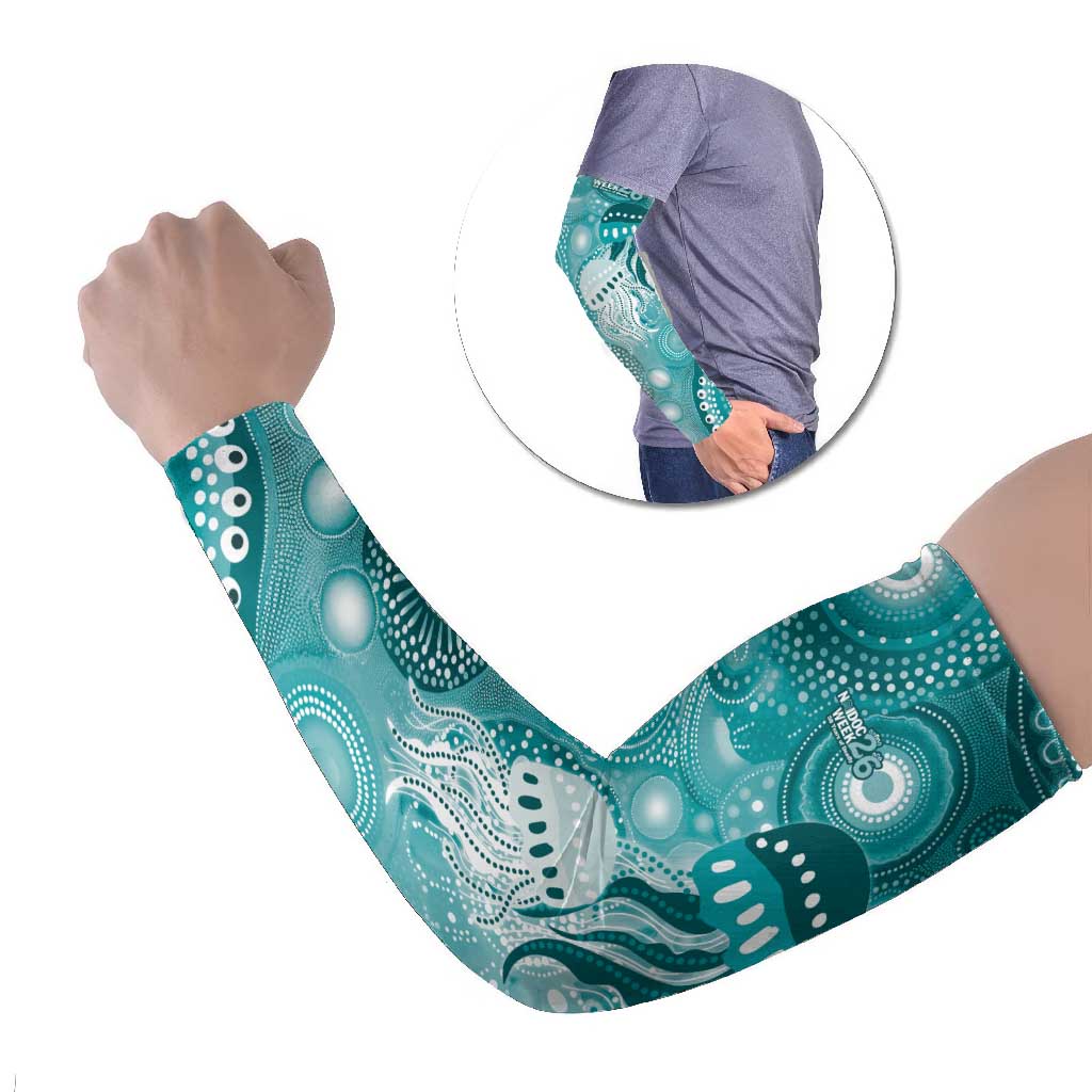 NAIDOC Deadly 50 Years Arm Sleeves Jellyfish Aboriginal Culture Inspired Turquoise