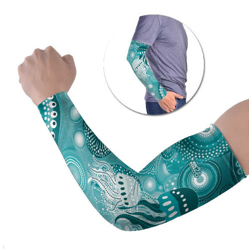 NAIDOC Deadly 50 Years Arm Sleeves Jellyfish Aboriginal Culture Inspired Turquoise