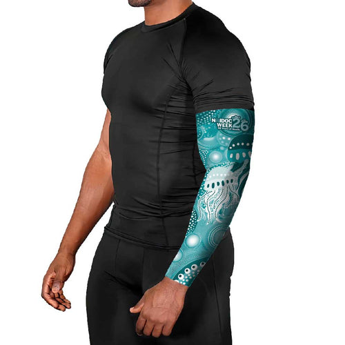 NAIDOC Deadly 50 Years Arm Sleeves Jellyfish Aboriginal Culture Inspired Turquoise