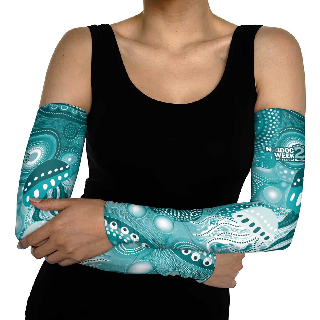 NAIDOC Deadly 50 Years Arm Sleeves Jellyfish Aboriginal Culture Inspired Turquoise