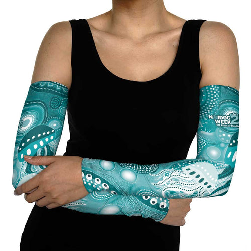NAIDOC Deadly 50 Years Arm Sleeves Jellyfish Aboriginal Culture Inspired Turquoise