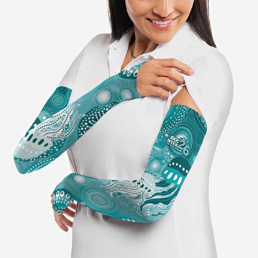 NAIDOC Deadly 50 Years Arm Sleeves Jellyfish Aboriginal Culture Inspired Turquoise