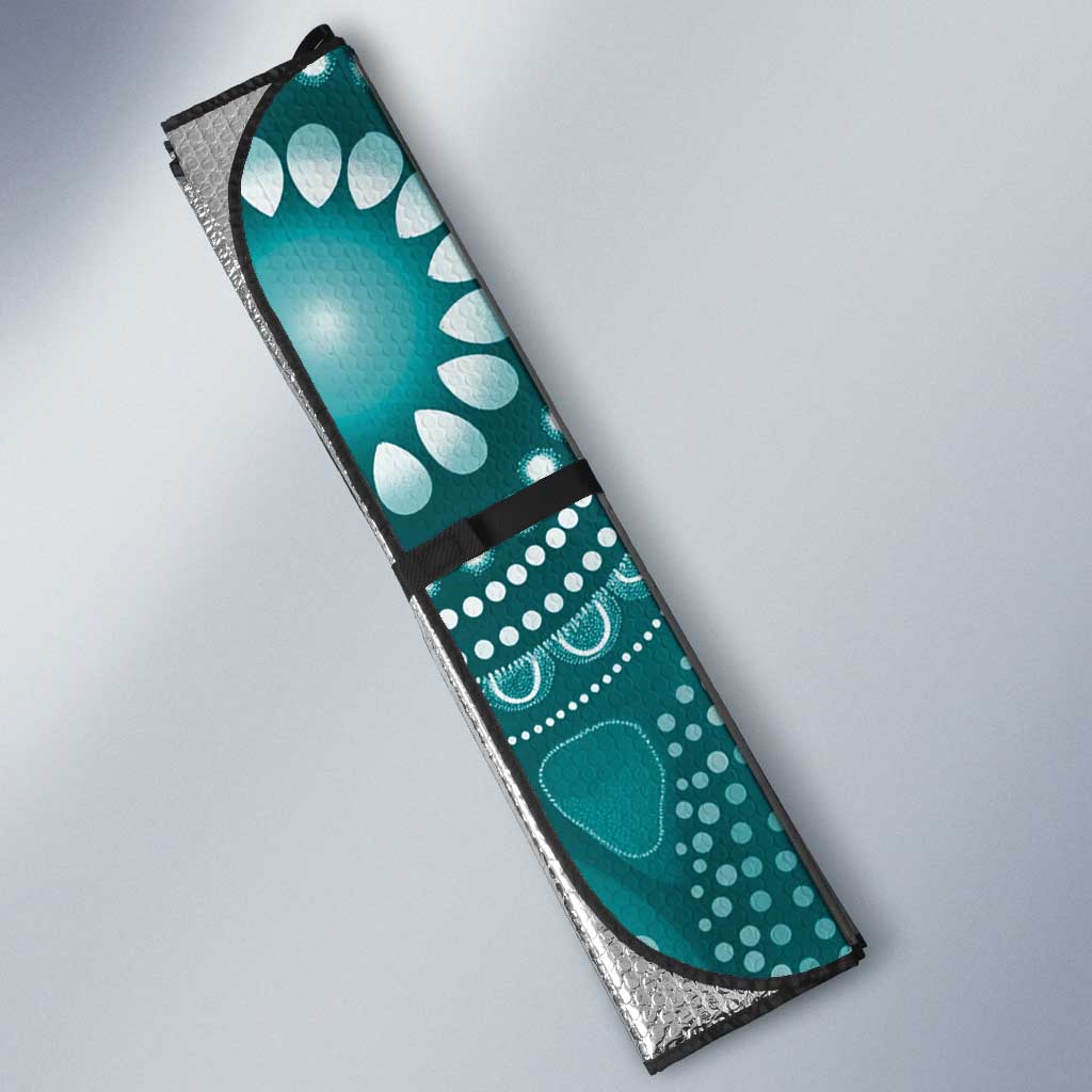 NAIDOC Deadly 50 Years Auto Sun Shade Jellyfish Aboriginal Culture Inspired Turquoise