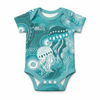 NAIDOC Deadly 50 Years Baby Onesie Jellyfish Aboriginal Culture Inspired Turquoise