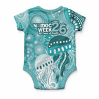 NAIDOC Deadly 50 Years Baby Onesie Jellyfish Aboriginal Culture Inspired Turquoise