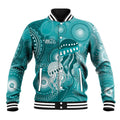 NAIDOC Deadly 50 Years Baseball Jacket Jellyfish Aboriginal Culture Inspired Turquoise