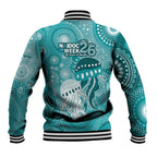 NAIDOC Deadly 50 Years Baseball Jacket Jellyfish Aboriginal Culture Inspired Turquoise