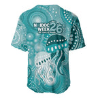 NAIDOC Deadly 50 Years Baseball Jersey Jellyfish Aboriginal Culture Inspired Turquoise