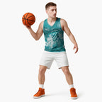 NAIDOC Deadly 50 Years Basketball Jersey Jellyfish Aboriginal Culture Inspired Turquoise