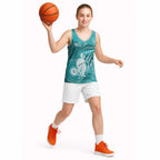 NAIDOC Deadly 50 Years Basketball Jersey Jellyfish Aboriginal Culture Inspired Turquoise