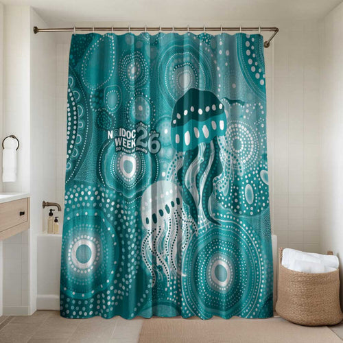 NAIDOC Deadly 50 Years Bathroom Set Jellyfish Aboriginal Culture Inspired Turquoise