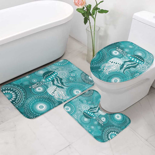 NAIDOC Deadly 50 Years Bathroom Set Jellyfish Aboriginal Culture Inspired Turquoise