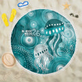 NAIDOC Deadly 50 Years Beach Blanket Jellyfish Aboriginal Culture Inspired Turquoise