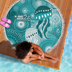 NAIDOC Deadly 50 Years Beach Blanket Jellyfish Aboriginal Culture Inspired Turquoise