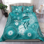 NAIDOC Deadly 50 Years Bedding Set Jellyfish Aboriginal Culture Inspired Turquoise
