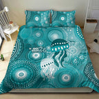 NAIDOC Deadly 50 Years Bedding Set Jellyfish Aboriginal Culture Inspired Turquoise