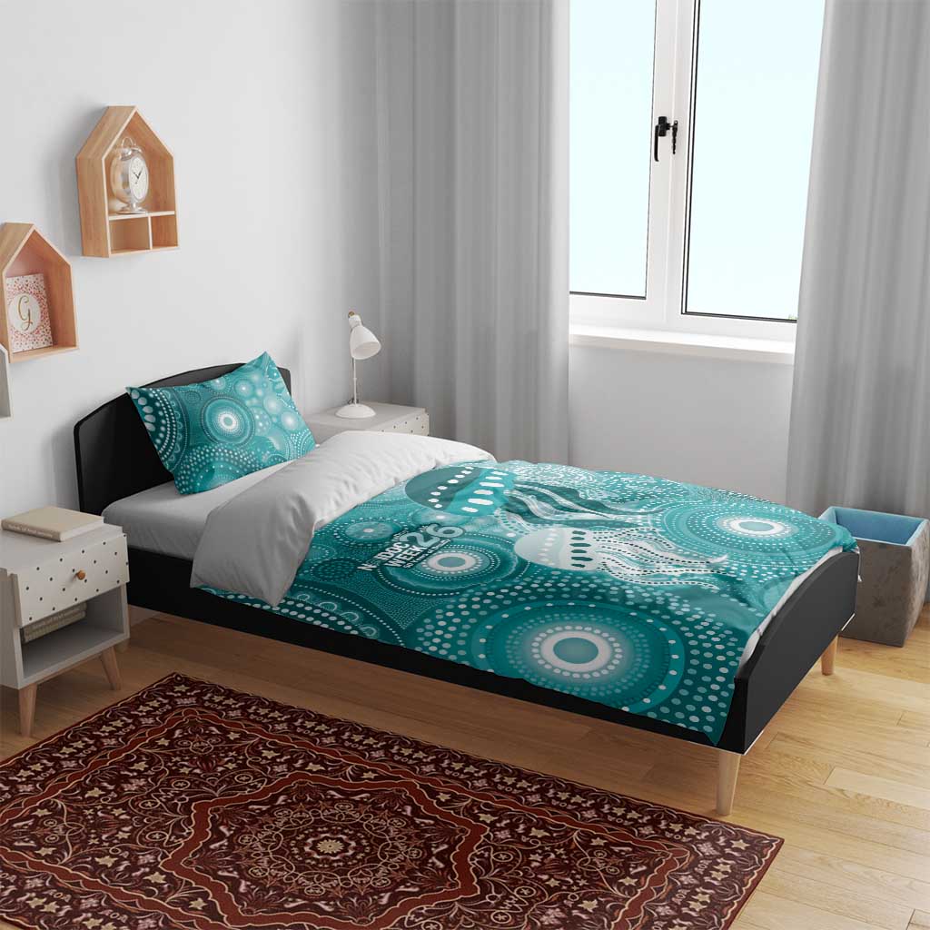 NAIDOC Deadly 50 Years Bedding Set Jellyfish Aboriginal Culture Inspired Turquoise