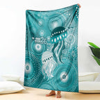 NAIDOC Deadly 50 Years Blanket Jellyfish Aboriginal Culture Inspired Turquoise