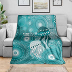 NAIDOC Deadly 50 Years Blanket Jellyfish Aboriginal Culture Inspired Turquoise