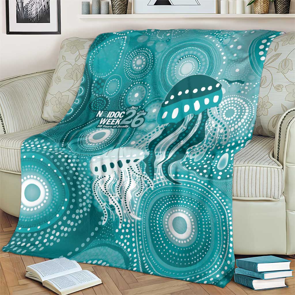 NAIDOC Deadly 50 Years Blanket Jellyfish Aboriginal Culture Inspired Turquoise