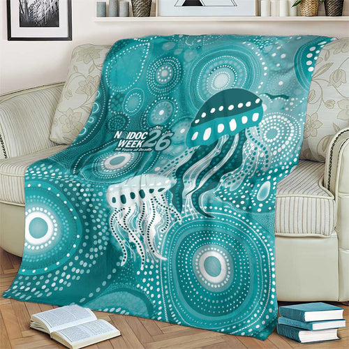 NAIDOC Deadly 50 Years Blanket Jellyfish Aboriginal Culture Inspired Turquoise