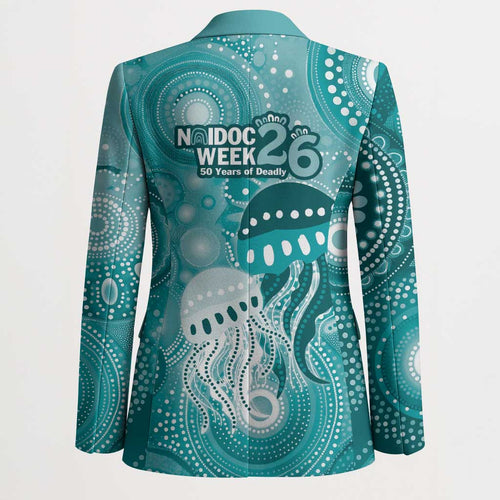NAIDOC Deadly 50 Years Blazer Jellyfish Aboriginal Culture Inspired Turquoise
