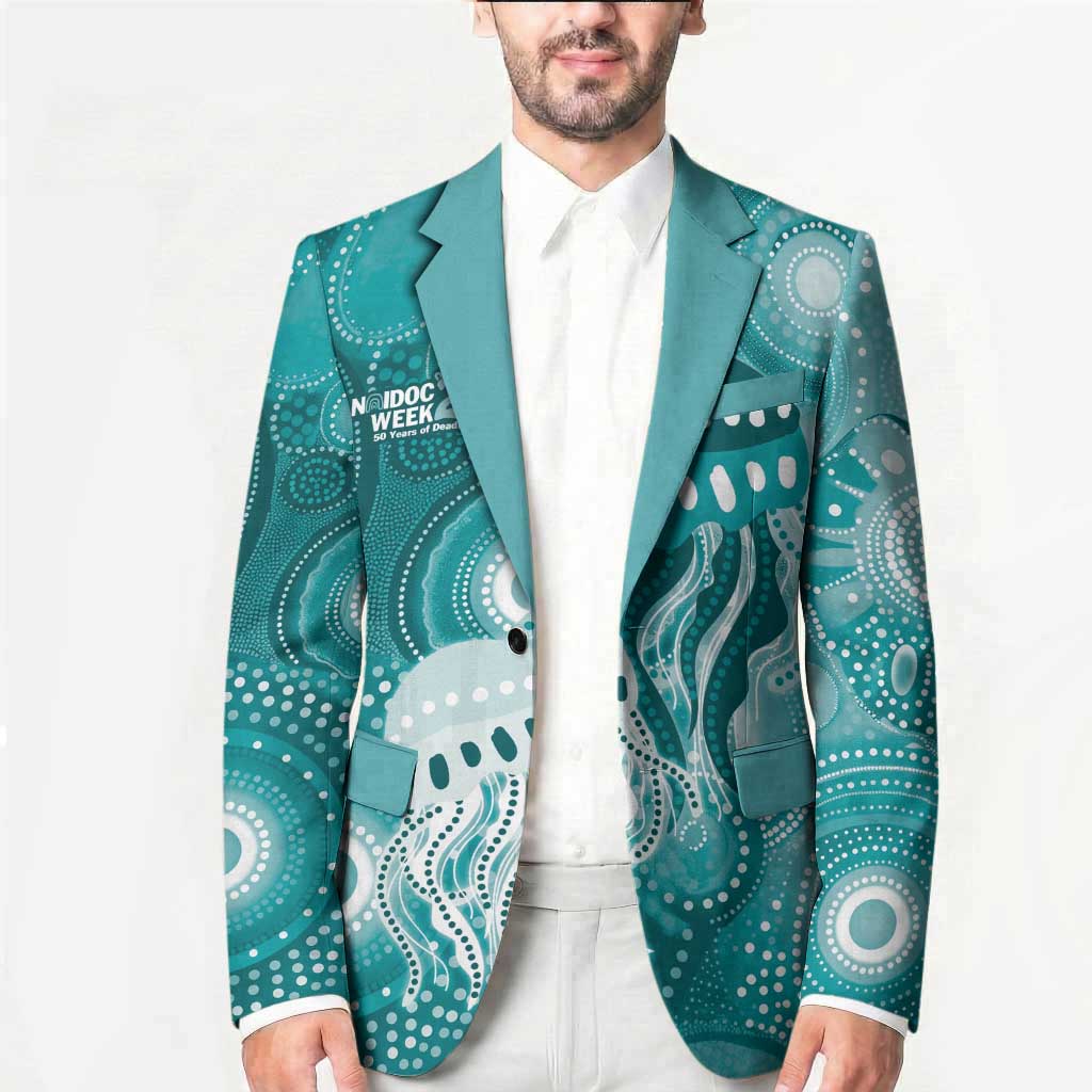 NAIDOC Deadly 50 Years Blazer Jellyfish Aboriginal Culture Inspired Turquoise