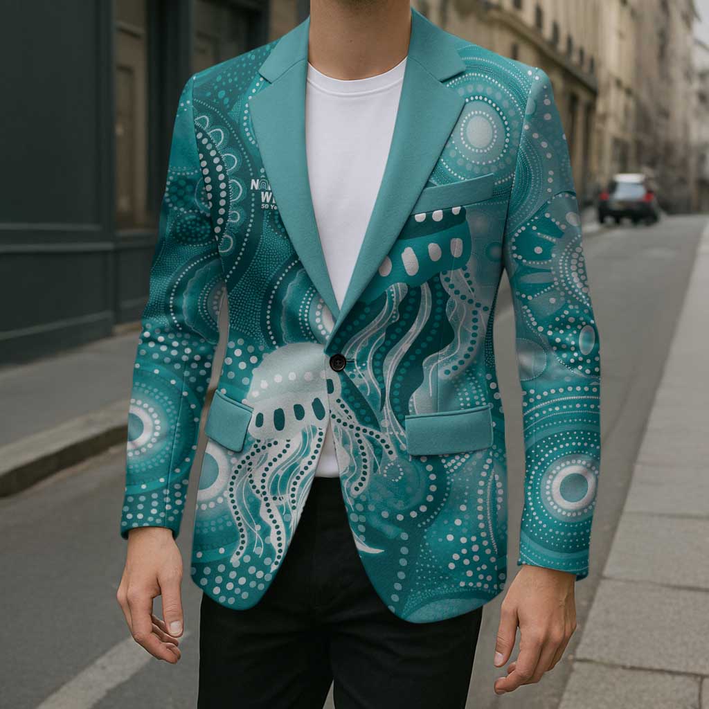 NAIDOC Deadly 50 Years Blazer Jellyfish Aboriginal Culture Inspired Turquoise
