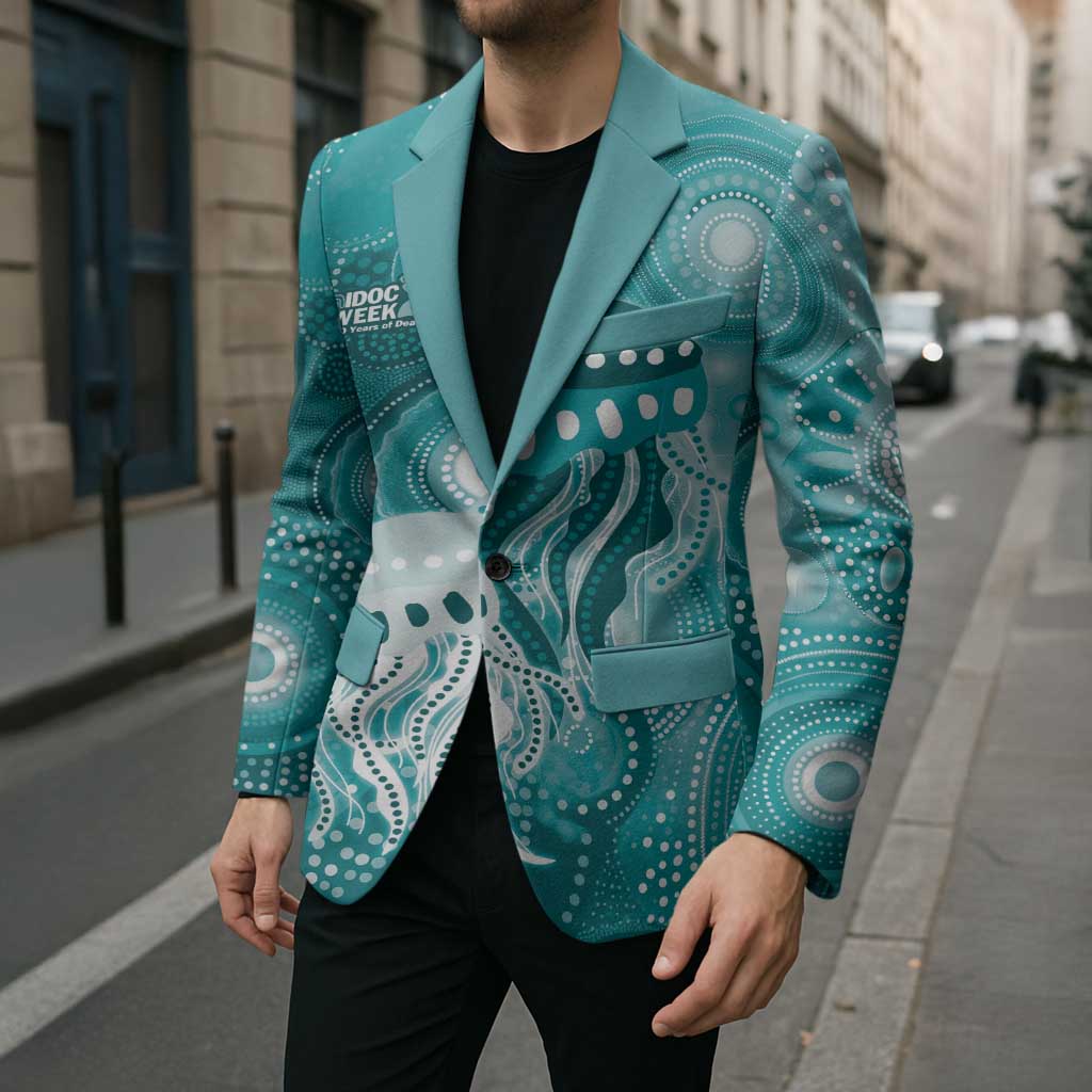 NAIDOC Deadly 50 Years Blazer Jellyfish Aboriginal Culture Inspired Turquoise