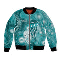 NAIDOC Deadly 50 Years Bomber Jacket Jellyfish Aboriginal Culture Inspired Turquoise