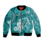 NAIDOC Deadly 50 Years Bomber Jacket Jellyfish Aboriginal Culture Inspired Turquoise