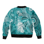 NAIDOC Deadly 50 Years Bomber Jacket Jellyfish Aboriginal Culture Inspired Turquoise