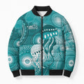 NAIDOC Deadly 50 Years Bomber Puffer Jacket Jellyfish Aboriginal Culture Inspired Turquoise