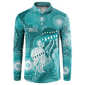 NAIDOC Deadly 50 Years Button Sweatshirt Jellyfish Aboriginal Culture Inspired Turquoise