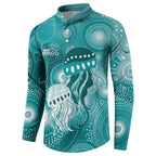 NAIDOC Deadly 50 Years Button Sweatshirt Jellyfish Aboriginal Culture Inspired Turquoise