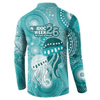 NAIDOC Deadly 50 Years Button Sweatshirt Jellyfish Aboriginal Culture Inspired Turquoise