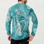 NAIDOC Deadly 50 Years Button Sweatshirt Jellyfish Aboriginal Culture Inspired Turquoise