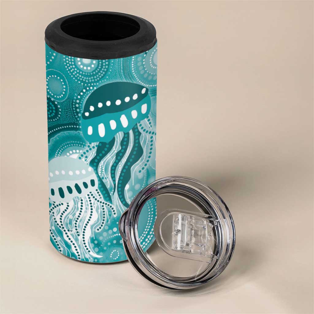 NAIDOC Deadly 50 Years 4 in 1 Can Cooler Tumbler Jellyfish Aboriginal Culture Inspired Turquoise