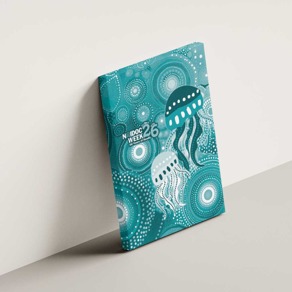 NAIDOC Deadly 50 Years Canvas Wall Art Jellyfish Aboriginal Culture Inspired Turquoise
