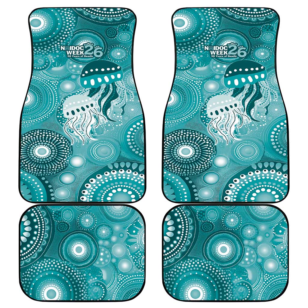 NAIDOC Deadly 50 Years Car Mats Jellyfish Aboriginal Culture Inspired Turquoise