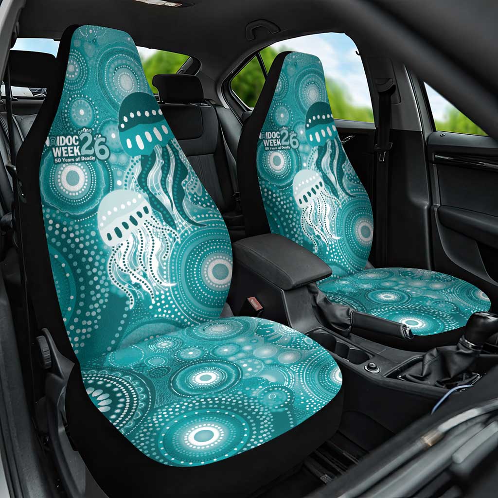 NAIDOC Deadly 50 Years Car Seat Cover Jellyfish Aboriginal Culture Inspired Turquoise