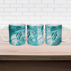 NAIDOC Deadly 50 Years Ceramic Mug Jellyfish Aboriginal Culture Inspired Turquoise