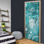NAIDOC Deadly 50 Years Door Cover Jellyfish Aboriginal Culture Inspired Turquoise
