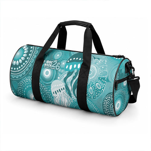 NAIDOC Deadly 50 Years Duffle Bag Jellyfish Aboriginal Culture Inspired Turquoise