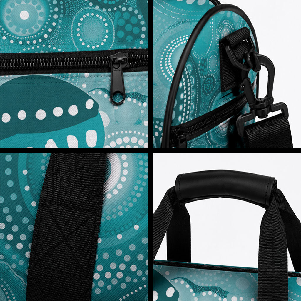 NAIDOC Deadly 50 Years Duffle Bag Jellyfish Aboriginal Culture Inspired Turquoise