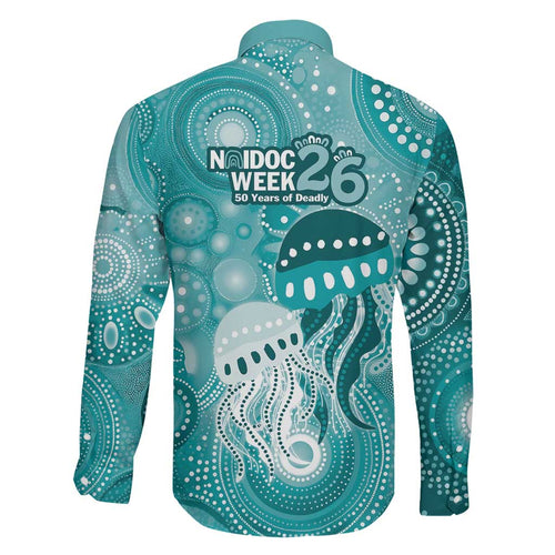 NAIDOC Deadly 50 Years Family Matching Mermaid Dress and Hawaiian Shirt Jellyfish Aboriginal Culture Inspired Turquoise