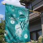 NAIDOC Deadly 50 Years Garden Flag Jellyfish Aboriginal Culture Inspired Turquoise