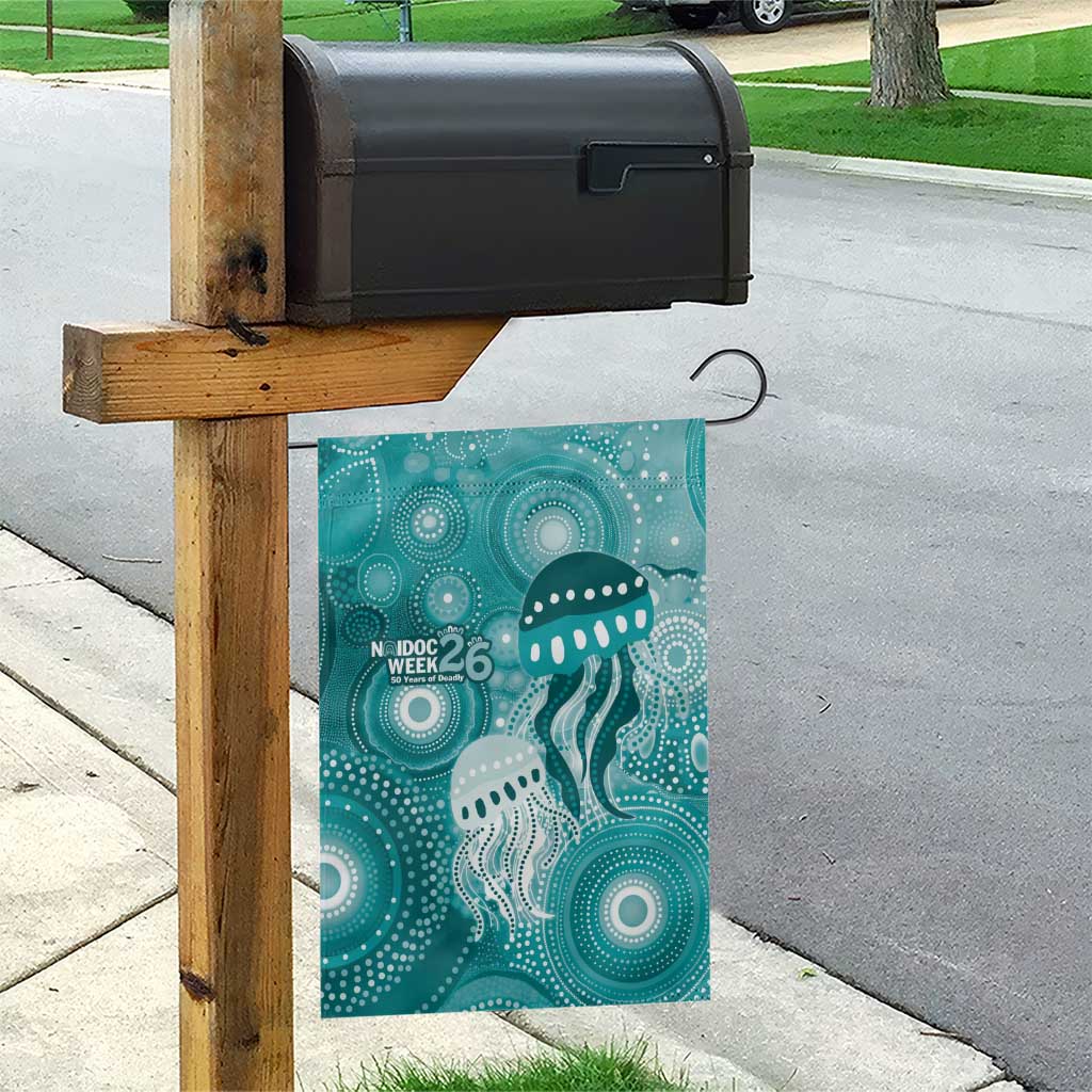 NAIDOC Deadly 50 Years Garden Flag Jellyfish Aboriginal Culture Inspired Turquoise