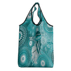 NAIDOC Deadly 50 Years Grocery Bag Jellyfish Aboriginal Culture Inspired Turquoise